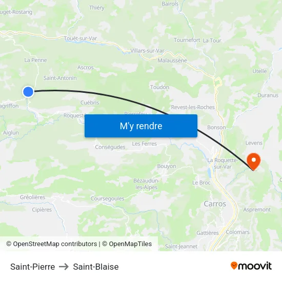 Saint-Pierre to Saint-Blaise map