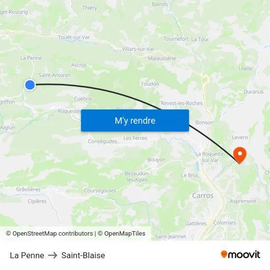 La Penne to Saint-Blaise map