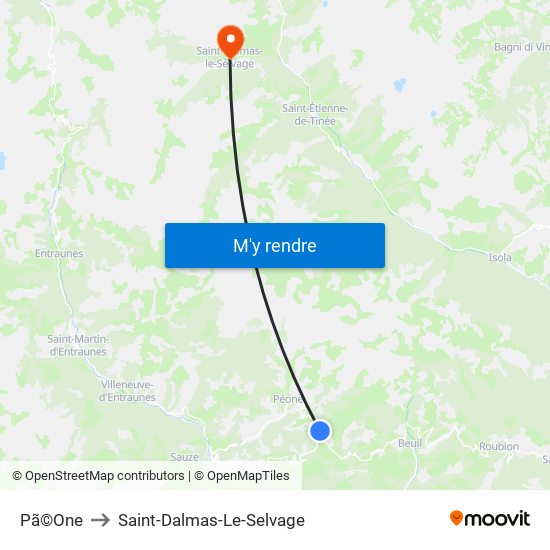 Pã©One to Saint-Dalmas-Le-Selvage map