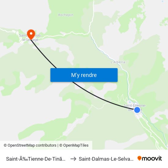 Saint-Ã‰Tienne-De-Tinã©E to Saint-Dalmas-Le-Selvage map