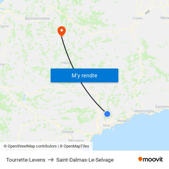 Tourrette-Levens to Saint-Dalmas-Le-Selvage map