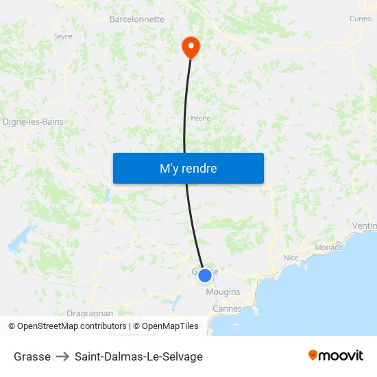 Grasse to Saint-Dalmas-Le-Selvage map