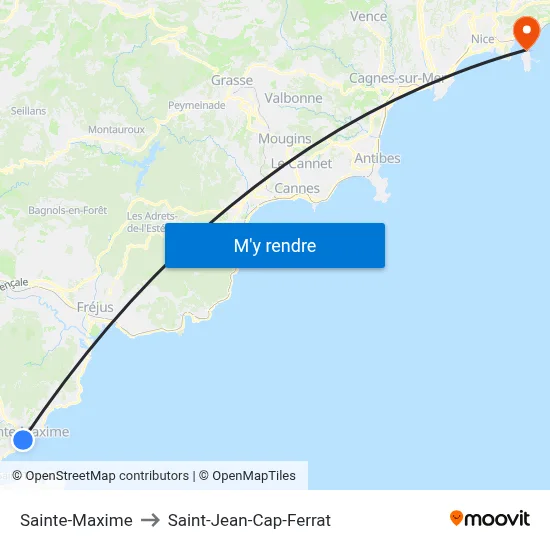 Sainte-Maxime to Saint-Jean-Cap-Ferrat map