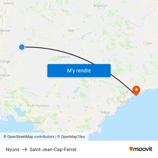 Nyons to Saint-Jean-Cap-Ferrat map