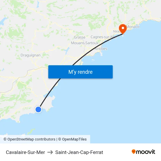 Cavalaire-Sur-Mer to Saint-Jean-Cap-Ferrat map
