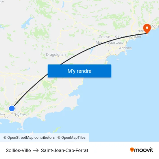 Solliès-Ville to Saint-Jean-Cap-Ferrat map