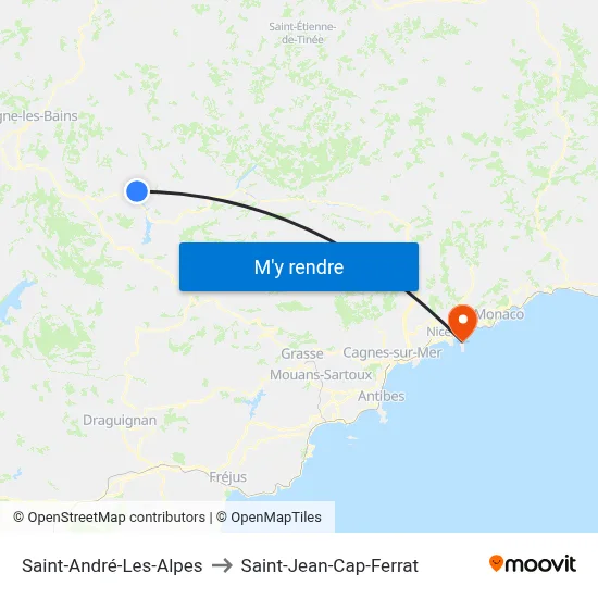 Saint-André-Les-Alpes to Saint-Jean-Cap-Ferrat map