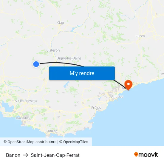 Banon to Saint-Jean-Cap-Ferrat map