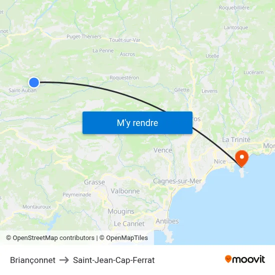 Briançonnet to Saint-Jean-Cap-Ferrat map