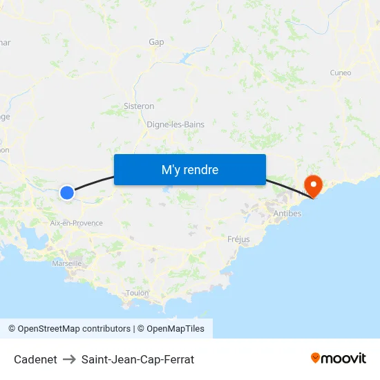 Cadenet to Saint-Jean-Cap-Ferrat map