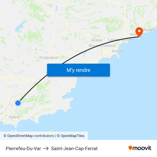 Pierrefeu-Du-Var to Saint-Jean-Cap-Ferrat map
