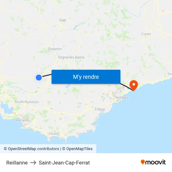 Reillanne to Saint-Jean-Cap-Ferrat map