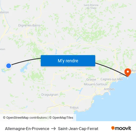 Allemagne-En-Provence to Saint-Jean-Cap-Ferrat map