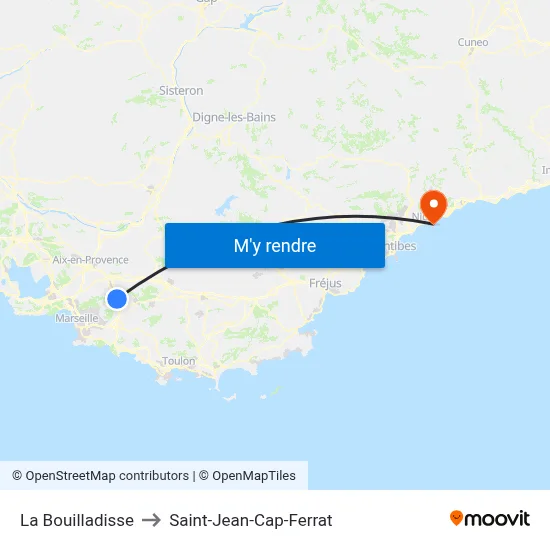 La Bouilladisse to Saint-Jean-Cap-Ferrat map