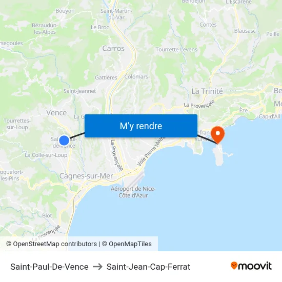 Saint-Paul-De-Vence to Saint-Jean-Cap-Ferrat map