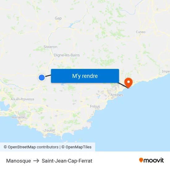 Manosque to Saint-Jean-Cap-Ferrat map