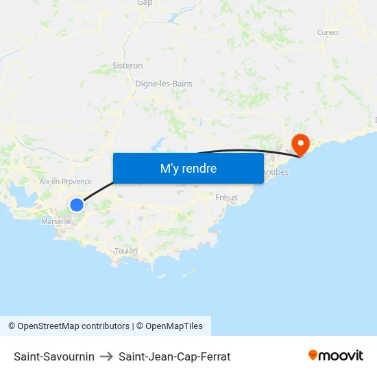 Saint-Savournin to Saint-Jean-Cap-Ferrat map