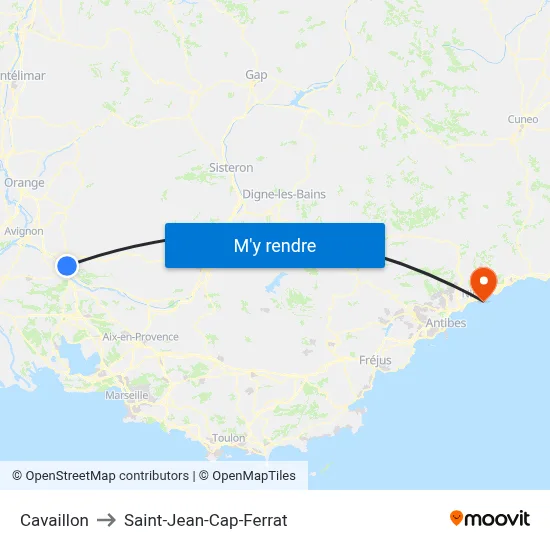 Cavaillon to Saint-Jean-Cap-Ferrat map
