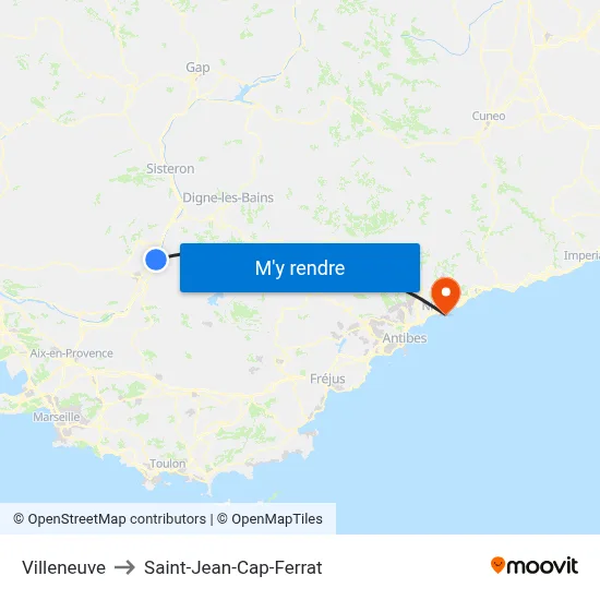 Villeneuve to Saint-Jean-Cap-Ferrat map