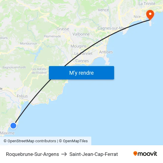 Roquebrune-Sur-Argens to Saint-Jean-Cap-Ferrat map