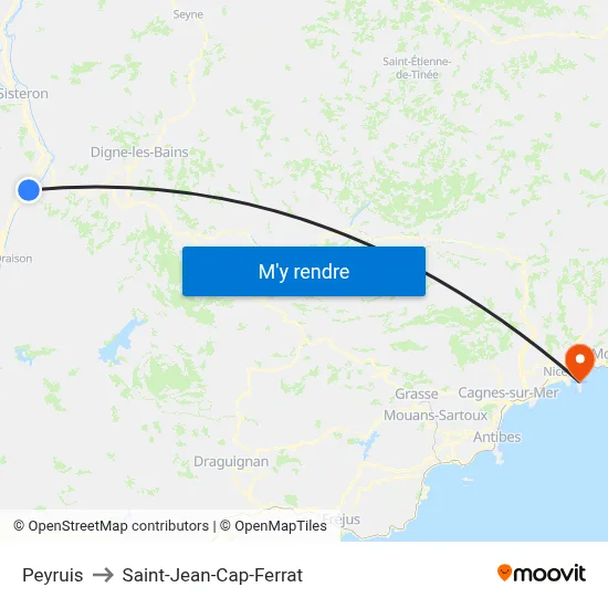 Peyruis to Saint-Jean-Cap-Ferrat map