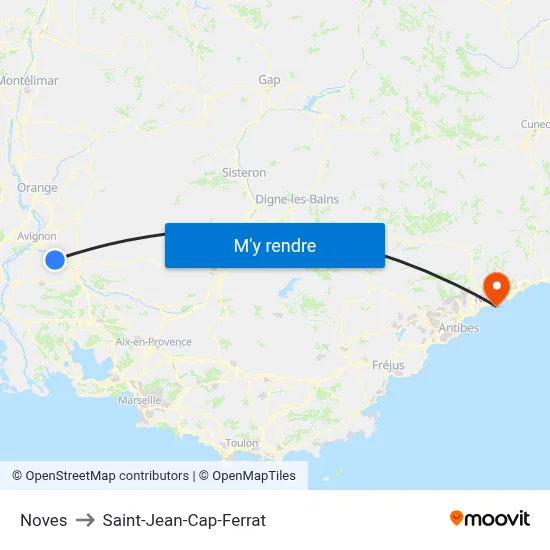 Noves to Saint-Jean-Cap-Ferrat map