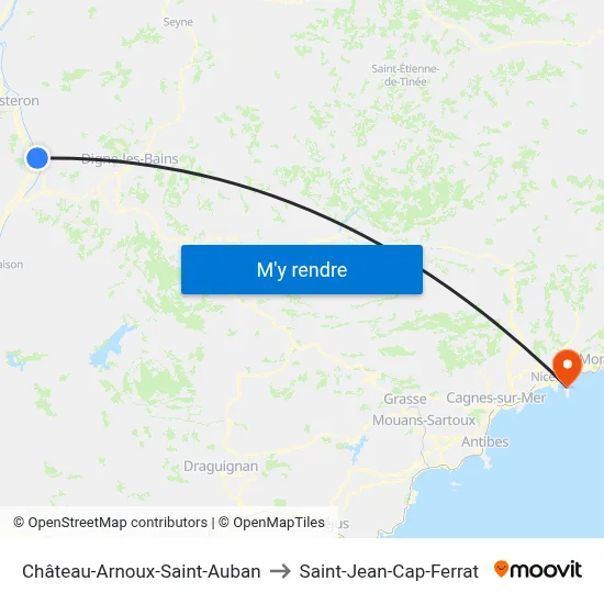 Château-Arnoux-Saint-Auban to Saint-Jean-Cap-Ferrat map