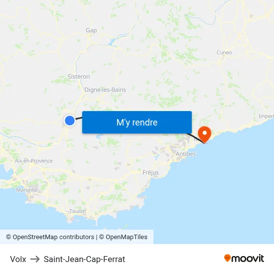 Volx to Saint-Jean-Cap-Ferrat map