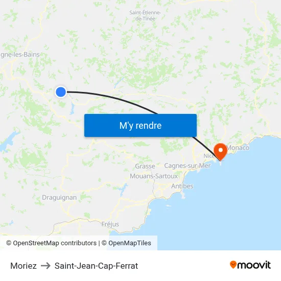 Moriez to Saint-Jean-Cap-Ferrat map