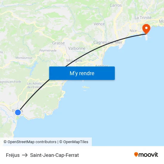 Fréjus to Saint-Jean-Cap-Ferrat map