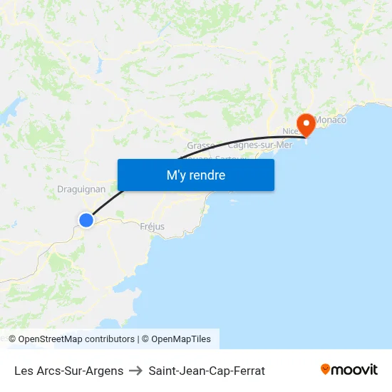 Les Arcs-Sur-Argens to Saint-Jean-Cap-Ferrat map
