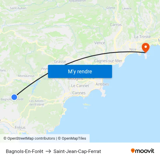 Bagnols-En-Forêt to Saint-Jean-Cap-Ferrat map