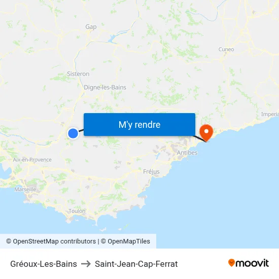 Gréoux-Les-Bains to Saint-Jean-Cap-Ferrat map