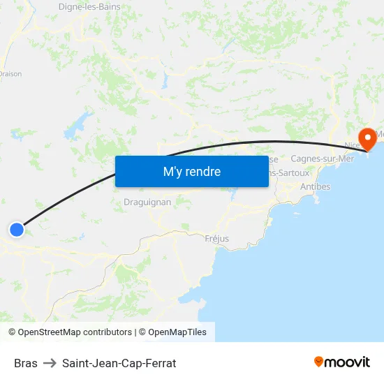Bras to Saint-Jean-Cap-Ferrat map