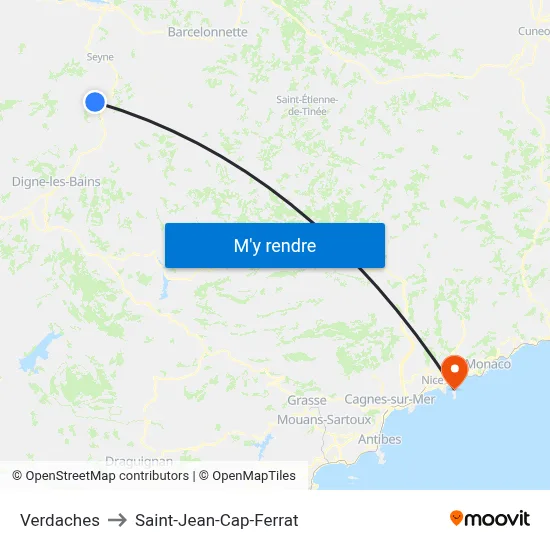 Verdaches to Saint-Jean-Cap-Ferrat map