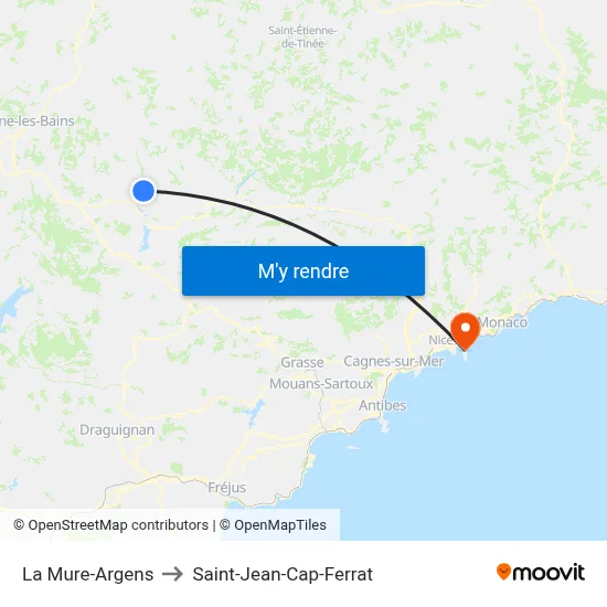 La Mure-Argens to Saint-Jean-Cap-Ferrat map