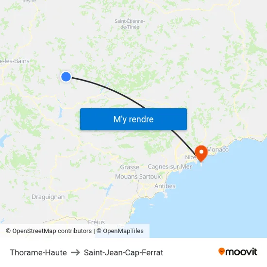 Thorame-Haute to Saint-Jean-Cap-Ferrat map