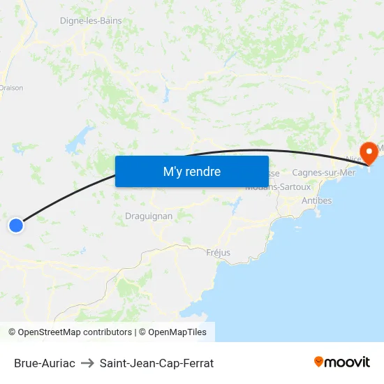 Brue-Auriac to Saint-Jean-Cap-Ferrat map