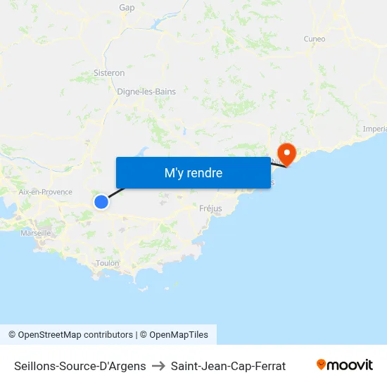 Seillons-Source-D'Argens to Saint-Jean-Cap-Ferrat map