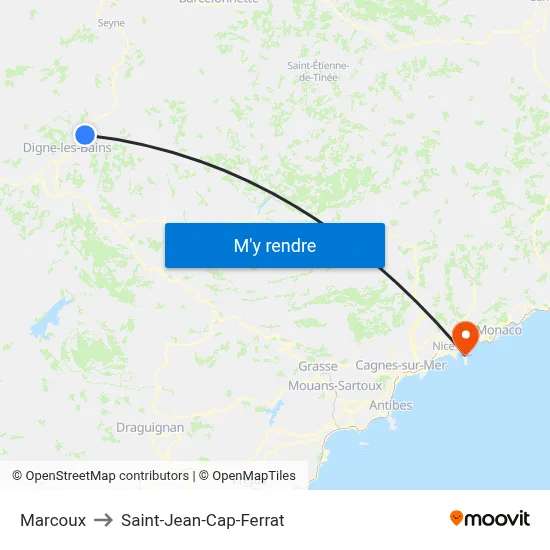 Marcoux to Saint-Jean-Cap-Ferrat map
