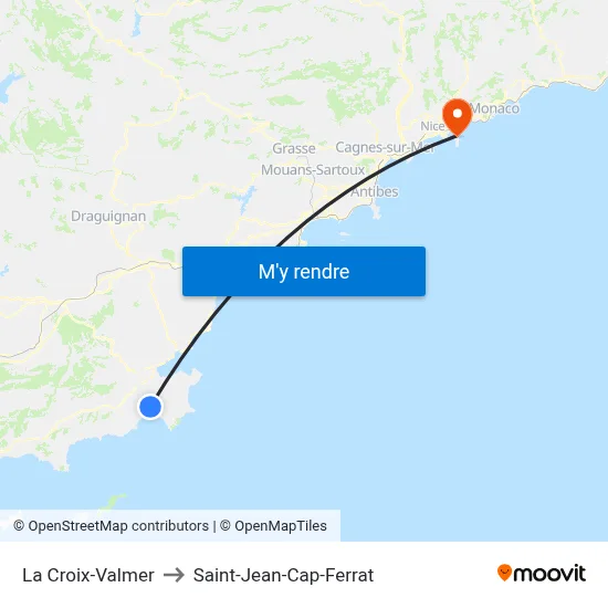 La Croix-Valmer to Saint-Jean-Cap-Ferrat map