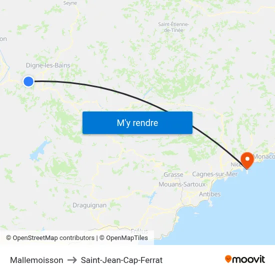 Mallemoisson to Saint-Jean-Cap-Ferrat map