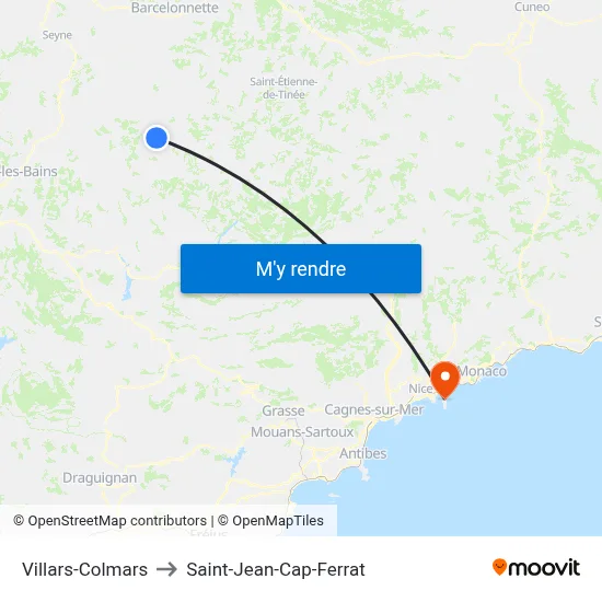 Villars-Colmars to Saint-Jean-Cap-Ferrat map