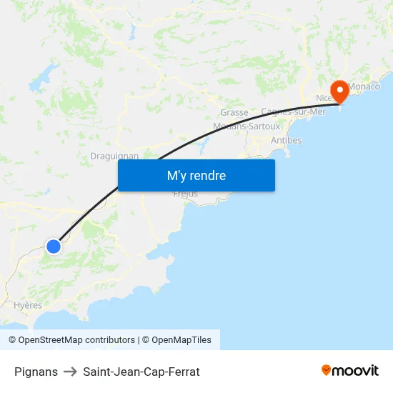 Pignans to Saint-Jean-Cap-Ferrat map