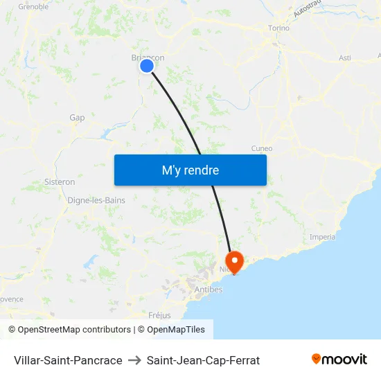Villar-Saint-Pancrace to Saint-Jean-Cap-Ferrat map
