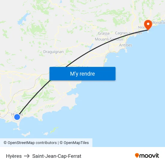 Hyères to Saint-Jean-Cap-Ferrat map