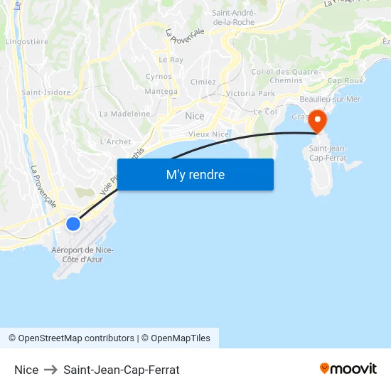 Nice to Saint-Jean-Cap-Ferrat map