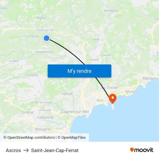 Ascros to Saint-Jean-Cap-Ferrat map