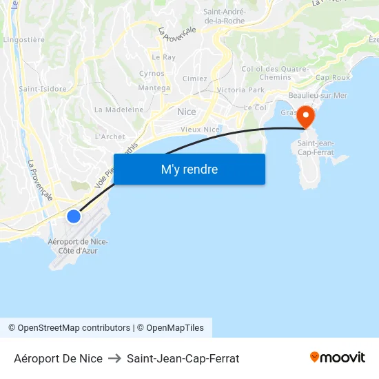 Aéroport De Nice to Saint-Jean-Cap-Ferrat map