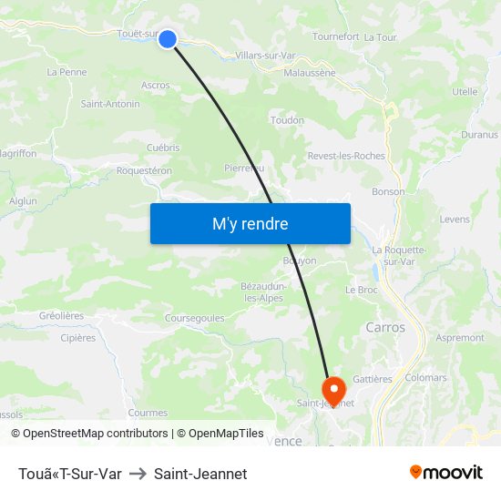 Touã«T-Sur-Var to Saint-Jeannet map